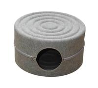 perfk Cat Tunnel Bed Hideaway Warm Felt Semi Closed Pet Bed Cat Donut Tunnel Pet Cave for Kitty Kitten Chasing Resting Playing, Light Gray