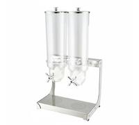 perfk Cereal Dispenser Stainless Food Container With Portion Control Handle Transparent Storage Suitable for Hotels Restaurants Breakfast Buffets, Double Head