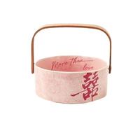 perfk Chinese Wedding Candy Plate Double Happiness Dried Fruit Dish Traditional for Home, Pink
