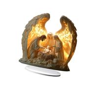 perfk Christmas Nativity Scene Figurine Table Ornament Statue Religious Gift Home Acrylic Sign 2D Flat for Party Indoor Outdoor, Wing 18x18cm