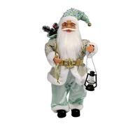 perfk Christmas Santa Standing Doll Xmas Display Decor White Bearded Craft Desktop Ornament for Mantelpiece Office Party Restaurant, Green