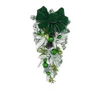 perfk Christmas Teardrop Swag Artificial Wreath Ornament Front Door Wreath for Office Indoor Outdoor (Green)