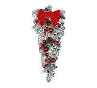 perfk Christmas Teardrop Swag Artificial Wreath Ornament Front Door Wreath for Office Indoor Outdoor (Red)