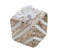 perfk Christmas Tree Gift Box Ornament Xmas Tree Decor Reusable Collectible Miniature Present Box Pendant for Cafe Celebration, White Bow