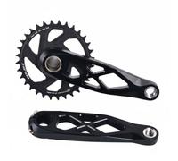 perfk Crankset Premium Aluminum Alloy Hollow Pedal Arm Rigidity Weight Saving Power Transfer Support Multiple Gears Suitable for Technical Trail Group Rides Endurance, Black Crank + 32T, 165mm