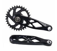 perfk Crankset Premium Aluminum Alloy Hollow Pedal Arm Rigidity Weight Saving Power Transfer Support Multiple Gears Suitable for Technical Trail Group Rides Endurance, Black Crank + 32T, 170mm