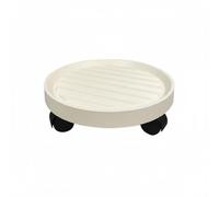 perfk Decorative Rolling Plant Stand Planter Trolley Holder With Drainage Tray And Ventilated Base Made Of Suitable for indoor balcony display home cleaning, Off-white, Inner Diameter 26cm