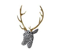 perfk Deer Head Wall Mount Decor Wall Sculpture Hanging Ornament Centerpiece for Living Room, Black White