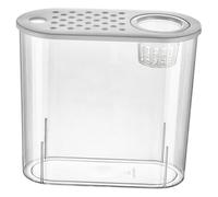 perfk Desktop Aquarium Fish Tank Clear Multifunction Terrarium Aquascape Container for Living Room Home Lizards Frog Betta Fish, White Lid