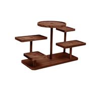 perfk Display Riser Small Potted Plant Stand Wood Display Stand Shelf for Party Dessert Cupcake Flower Pot, Walnut