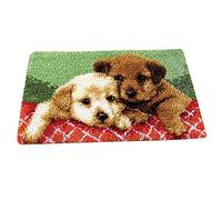 perfk DIY Latch Hook Rug Kits for Boys Girls Making Carpet - Dog/Puppy/Wolf Pattern Hooking Crafts, Puppy, 50x30cm