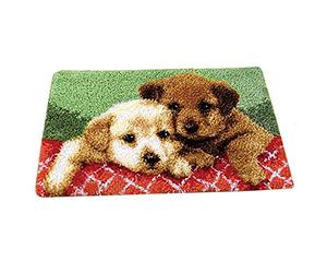 perfk DIY Latch Hook Rug Kits for Boys Girls Making Carpet - Dog/Puppy/Wolf Pattern Hooking Crafts, Puppy, 50x30cm