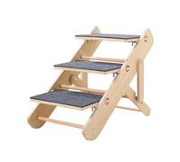 perfk Dog Stairs, Pet Ramp, Folding Step, Non-Slip Wooden Dog Ladder, Suitable for Car Access, 3 steps