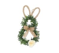 perfk Easter Bunny Shaped Wreath Decor Hanging Porch Cute Shape Garland Front Door Wreath for Window Fireplace Housewarming, Hollow Ears