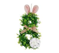 perfk Easter Wreath for Front Door Spring Artificial Wreath Lighted Festive Garland for Outdoor, White