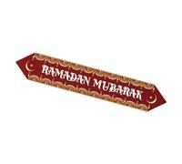 perfk Eid Mubarak Table Runner Ramadan Decor Farmhouse Celebration Table Decorations with Gold for Kitchen Mantle Home, red