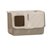 perfk Enclosed Cat Toilet Hooded Cat Litter Box Enlarged Sturdy Container Anti Splashing Elevated Bedpan Deep Loo Pet Litter Box, Gray