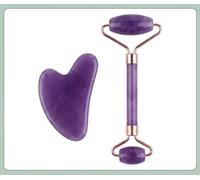 perfk Facial Massage Roller Set Face Roller and Guasha Stone Ergonomic Tool for Facial Lifting Sculpting and Massage Suitable for Women Skincare at Home, Purple