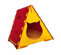 perfk Felt Cat House Non Skid Detachable Indoor Cat Privacy Cat Supplies Comfortable Scratch Resistance Kitten Sleeping Bed, Red