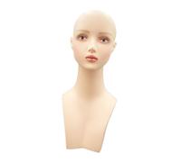 perfk Female Bald Mannequin Head Wig Display Head Lightweight with Eyelashes and Lips Realistic PVC Manikin Head for Necklace Hat, Style A