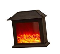 perfk Fireplace Lights LED Flame Flameless Fireplace Lantern Fake Fireplace Christmas Ornaments Patio Parties, Flat roof