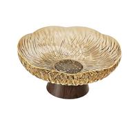 perfk Fruit Bowl on A Stand, Snack Holder, Multifunctional Storage Tray with Drainage Holes for The Kitchen, Dining Room and The, Amber