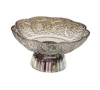 perfk Fruit Bowl Pedestal Bowl Footed Creative for Kitchen Counter Decorative Vegetable, Gray and Silver