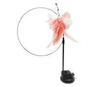 perfk Funny cat Toy with Suction Cup, Long Pole Steel Wire Plastic, Bells Toy for Kitten Training Tool Play Games, Orange