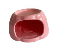 perfk Hamster House in The Shape of Pudding, Cute Feeding Bowl for Hamsters, Rats, Squirrels And Chipmunks - Indoor Accessories, Pink
