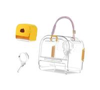 perfk Hamster Travel Carrier Cage Pet Outgoing Cage Habitat Accessories Convenient Hamster Travel Carrier for Hedgehog Squirrel, yellow