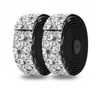 perfk Handle Grip PU EVA Handlebar Tape Shock Absorbing Anti- Wrap Textured Design Quick Installation Suitable for Training Travel, Black White