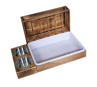 perfk Hay Feeder, Food Dispenser Guinea Pig Outside Cage Accessories, Hay Container with Stainless Bowls Large Capacity