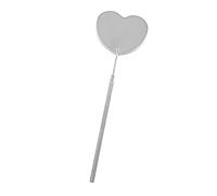 perfk Heart Shaped Eyelash Mirror, Detachable Anti Slip Long Handle, Portable Anti Fog Lash Extension Mirror for Observing Small Details Artists, Argent