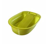 perfk Laundry Basin Featuring Scrubbing Surface Wash Tub Thickened Polypropylene Build Stable Non-Slip Base Soap Slot Suitable for Delicate Items Apartment Living Personal Laundry, Fruit Green