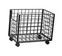 perfk Laundry Hamper on Wheels,Laundry Basket,Metal Wire Modern Organizer Dirty Clothes Cart for Bathroom Laundry Room Entryway, Black