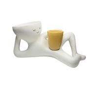 perfk Lazy Guy Planter, Ornament, Creative Practical Centerpiece Resin Flower Pot Plant Container for Indoor Outdoor Home Balcony, Yellow