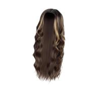 perfk Long Wave Curly Hair Long Brown Blonde Highlight Heat Resistant High Temperature Fiber for Performance Party Halloween