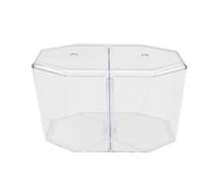 perfk Mini Betta Fish Tank with Removable Divider Desktop Decor Clear Betta Bowl Shrimp Tank for Baby Fishes Jellyfish Betta Guppy