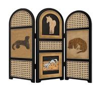 perfk Mini Folding Screen 30 x 25 cm Mini 3 Panel Dividers Feng Shui Ornament Desk Decor for Home Office Tabletop Entrance Cabinet