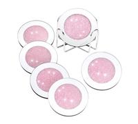 perfk Mirrored Coasters for Drinks Round Crushed Diamond Coasters Glitter for Bar Kitchen, Pink