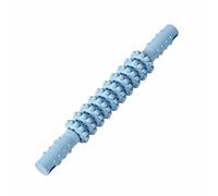 perfk Muscle Massage Roller Handheld Massager Stick Tool Roller with Ten Rounded Wheels and Non Slip Grip Stainless Steel Build Suitable for Leg arms Back Bag Carry Home use, Blue