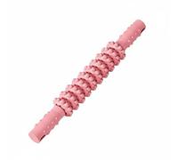 perfk Muscle Massage Roller Handheld Massager Stick Tool Roller with Ten Rounded Wheels and Non Slip Grip Stainless Steel Build Suitable for Leg arms Back Bag Carry Home use, Pink