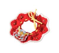 perfk New Year Cat Collar Kitten Necklace Scarf Handwoven Crochet Bib Adjustable for Kitty