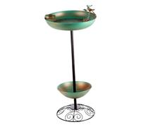 perfk Outdoor Bird Bath Bird Feeding Station for Patio Outside Wrought Iron