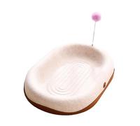 perfk Oval Cats Scratch Pad Kitten Interactive Toy Training Toys with Ball Play Grinding Claw Cat Bed Cat Scratcher Pad, with Spring Ball