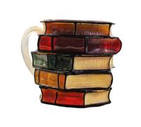 perfk Painted Book Mug Book Coffee Mug Glass Drinking Cup Colorful Water Cup Collection Gift for Librarians, Style A