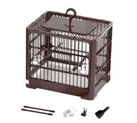 perfk Parrot Bird Cage Bird House Folding with Standing Pole Pets Supplies Parrot Nest Home Use Cage, brown