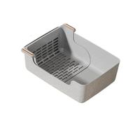 perfk Pet Dog Toilet Training Corner with Litter Separation Raised Edge Dog Potty Tray Litter Tray for Bunny Puppy Kitten Outdoor, gray