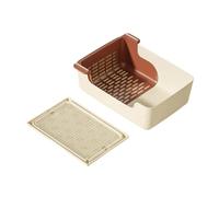 perfk Pet Dog Toilet Training Corner with Litter Separation Raised Edge Dog Potty Tray Litter Tray for Bunny Puppy Kitten Outdoor, Beige with Mat