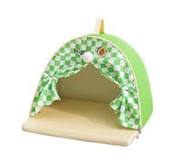 perfk Pet Tent for Cats and Small Dogs Spring and Summer Nest Spacious Sofa Puppy Cave Portable Indoor/Outdoor Cute Cat Bed, Green, 42cmx42cmx32cm